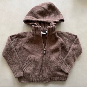 Kico Kids Brown Hooded Thick Cashmere Zip Sweater Cardigan Jacket Sz 2